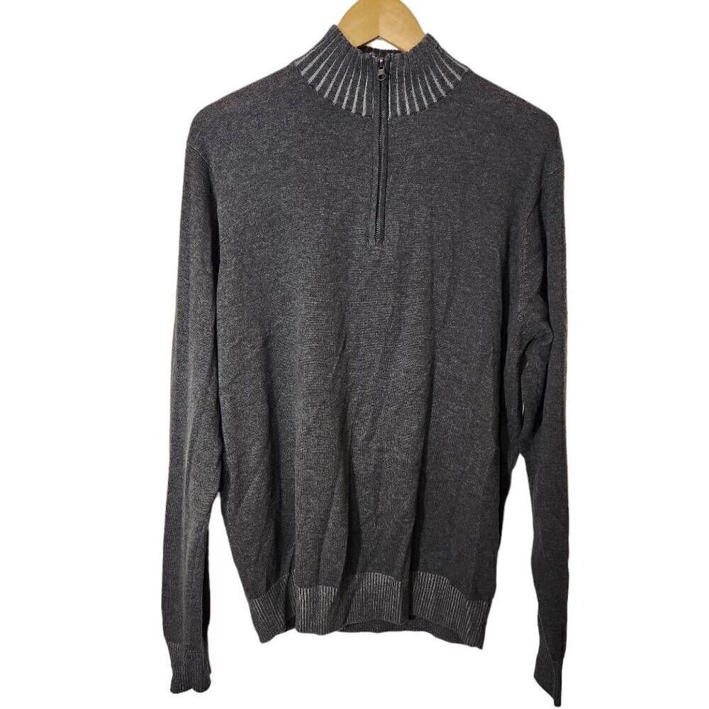 Pronto Uomo Blue Men's quarter zip gray sweater size XL‎